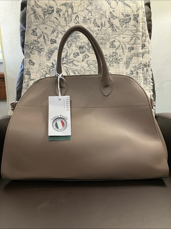 Anna Paola Handbags - Anna Paola Beige  Leather Satchel with Top Handles Rita